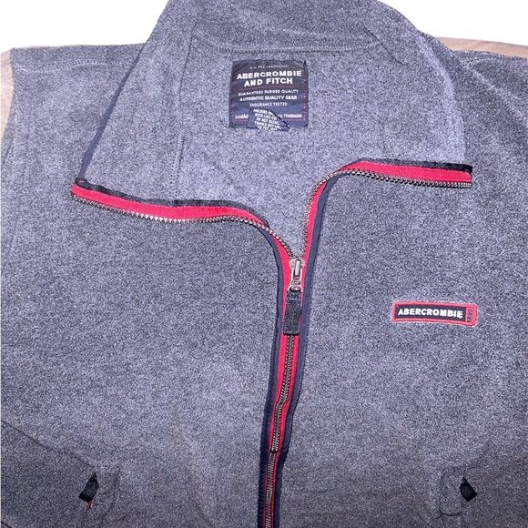 Abercrombie and Fitch Fleece Vest XL Charcoal Gray Zip Front - Picture 2 of 3